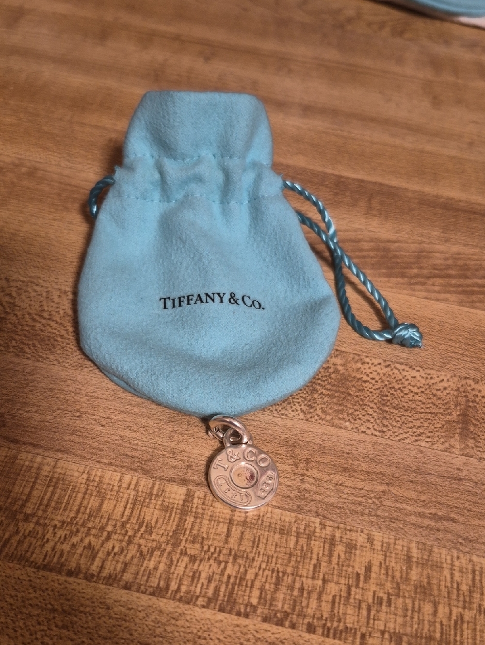 Tiffany & Co. Robin's Egg Blue Velvet Drawstring Pouch with Round Charm